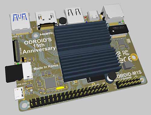 Odroid-XU4 board with integrated Heat Sink